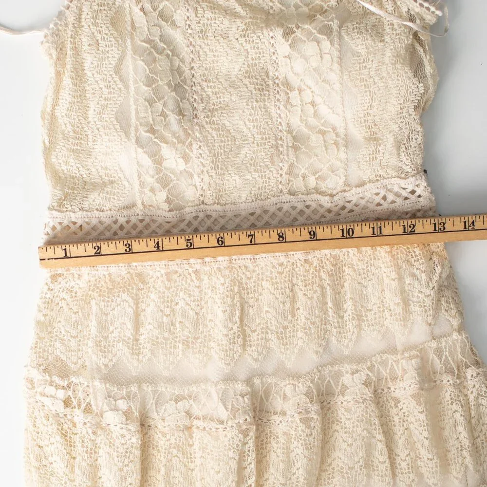 Zara Trafaluc MMII Lace Crochet Dress Cream Boho Sleeveless Mini Size Small - Picture 9 of 9